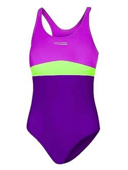 Aqua Speed Beach Swimsuits Mädchen Kind 4/5 Jahre | sportlicher Badeanzug Kinder | Mädcheneinteiler mit UV-Schutz Marineblau rosa | Sport | 48 Violet - Dark Violet - Green | Emily von Aqua Speed