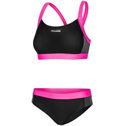 Aqua Speed Bikini Set Damen | Zweiteiler | Two Piece Swimsuit | Womens Beachwear Swimwear | Zweiteiliger Badeanzug Frauen | Oberteil Bustier | Strand | Schwarz-Grau-Rosa, Gr. 40 | Naomi von Aqua Speed