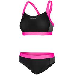 Aqua Speed Bikini Set für Damen | Sport Zweiteiler | Beachvolleyball | Bathing Suits Woman | 2-Piece Swimsuit | sportliche Bademode | Schwimmbikini | Schwarz-Grau-Rosa, Gr. 42 | Naomi von Aqua Speed