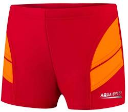 Aqua Speed Boxer Badehose kurz für Junge + gratis eBook | Boys Swimwear UV | Sport Schwimmbekleidung mit Kordelzug | 31. Rot Orange Gr. 122 | Andy von Aqua Speed