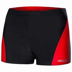 Aqua Speed Boxer Badehosen kurz für Herren + gratis eBook | Retro Schwimmhose Männer | UV Schwimmbekleidung | Alex, Gr. XXL, 136 Black Gray red von Aqua Speed