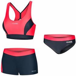 Aqua Speed Damen Sport Bikini Set + Bikinihose | Oberteil Bustier | Zweiteiler | Womens Beachwear Swimsuit | Bathing Suit | Bademode | Schwimmbikini | Sommer | Gr. 42, 36 Rot - Grau | Fiona von Aqua Speed