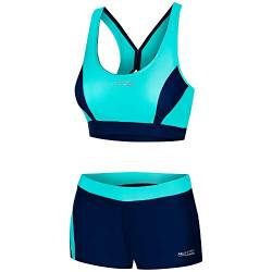 Aqua Speed Damen Sport Bikini Set | Bustier Two Piece Swimsuit | Zweiteilige Badebekleidung | Bikinis for Women | Schwimmbekleidung Frauen | Schwimmen | Gr. 40, 42 Türkis - Navy | Fiona von Aqua Speed
