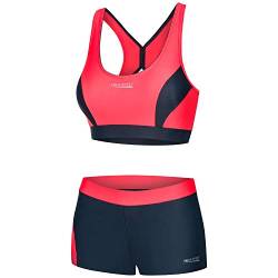 Aqua Speed Damen Sport Bikini Set | Zweiteiler | Frauen Bademode | Two Piece Swimsuit Women | Schwimmbikini für Mädchen | Wassergymnastik | Beachvolleyball | Gr. 38, 36 Rot - Grau | Fiona von Aqua Speed