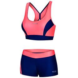 Aqua Speed Damen Sport Bikini Set | Zweiteiler Oberteil Hose | Two Piece Swimsuit | Bikinis Beachvolleyball | sportliche Bademode | Schwimmbikini Frauen | Gr. 40, 34 Pink - Navy Blue | Fiona von Aqua Speed