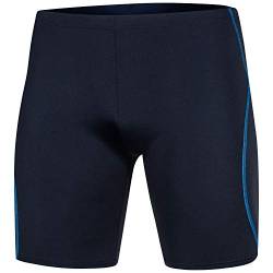 Aqua Speed Men Swim Jammers + gratis eBook | Badehose Knielang für Männer | Enge UV Schwimmhosen blau Herren | Sport | Blake, Gr. XL, Navy Blue von Aqua Speed