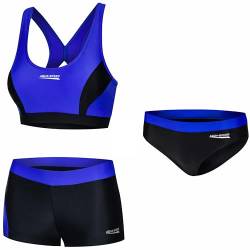 Aqua Speed Set Sport Schwimmbikini + Bikinihose Damen | Zweiteiler schwarz-blau | Bikinis Schwimmsport | Swimwear Women Gilrs | Swimming | Baden | Schwimmen | Gr. 38, 14 Black - Blue | Fiona von Aqua Speed