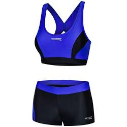 Aqua Speed Sport Schwimmbikini Set Damen | Bikini schwarz-blau | Two Piece Swimsuit | Bikinis Beachvolleyball | sportliche Bademode Mädchen | Schwimmbad | Gr. 40, 14 Black - Blue | Fiona von Aqua Speed