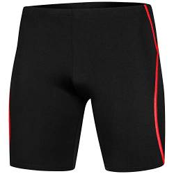 Aqua Speed Swim Trunks für Herren + gratis eBook | knielange Enge UV Schwimmhosen | Sport Trunks | Badehose Badepants | Jammer | Gr. XL, Schwarz-Rot von Aqua Speed