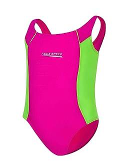 Aqua Speed UV Badebekleidung Mädchen | Badeanzug bunt für Kinder | Schwimmanzug Einteiler Training | Swimsuits Kids | Bademode | Sportbadeanzug | Gr. 104 cm | pink - hellgrün 83 | Luna von Aqua Speed