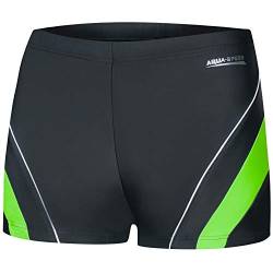 Aqua Speed graue Boxer Badehose eng für Herren Jungen + gratis eBook | Wettkampf Schwimmhosen kurz Teenager Männer | Dennis, Gr. S, 38 Gray Green von Aqua Speed