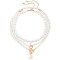 AquaBreeze Perlenketten-Set Barockförmige Perlenkette, kreative unregelmäßige Schlüsselbeinkette, Mehrschichtiger Modeschmuck aus Kunstperlen mit Perlenanhänger von AquaBreeze