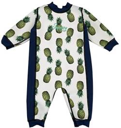 Aquajoy Warmsy - Premium Wende-Schwimmanzug | Warmer Neoprenanzug für Babys & Kleinkinder | Warme Ganzkörper-Badebekleidung für Jungen & Mädchen | 2 in 1-Design (Blaue Ananas) Gr. 0-3 Monate von Aquajoy