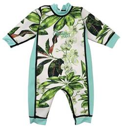 Aquajoy Warmsy - Premium Wende-Schwimmanzug | Warmer Neoprenanzug für Babys & Kleinkinder | Warme Ganzkörper-Badebekleidung für Jungen & Mädchen | 2 in 1-Design (Grüne Orchidee) Gr. 6-12 Monate von Aquajoy