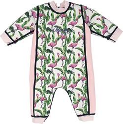 Aquajoy Warmsy - Premium Wende-Schwimmanzug | Warmer Neoprenanzug für Babys & Kleinkinder | Warme Ganzkörper-Badebekleidung für Jungen & Mädchen | 2 in 1-Design (Rosa Flamingo) Gr. 3-6 Monate von Aquajoy