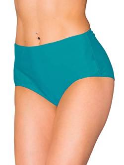Aquarti Damen Bikinihose Bikini-Slip mit Hohem Bund, Farbe: Petrolgrün, Größe: 44 von Aquarti