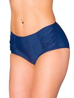 Aquarti Damen Bikinihose Hotpants mit seitlichen Raffungen, Farbe: Dunkelblau, Größe: 38 von Aquarti