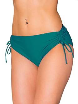 Aquarti Damen Bikinihose mit Raffung und Schnüren, Farbe: Smaragdgrün, Größe: 42 von Aquarti