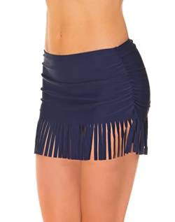 Aquarti Damen Bikinihose mit Rock Seitliche Raffung, Farbe: Dunkelblau, Größe: 38 von Aquarti