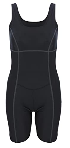 Aquarti Damen Schwimmanzug mit Bein Geschlossener Rücken, Farbe: Schwarz/Nähte Graphit, Größe: 36 von Aquarti