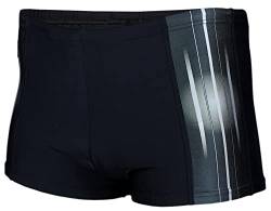 Aquarti Herren Badehose Kurz Sportlich Streifen, Farbe: 13719C Schwarz/Graphit, Größe: 5XL von Aquarti