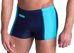 Aquarti Herren Badehose mit Reißverschlusstasche Badeshorts, Farbe: Dunkelblau/Blau, Größe: 3XL von Aquarti