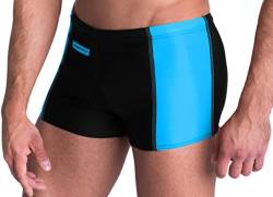 Aquarti Herren Badehose mit Reißverschlusstasche Badeshorts, Farbe: Schwarz/Blau, Größe: M von Aquarti