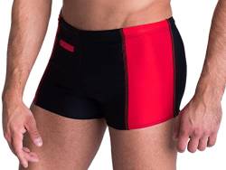 Aquarti Herren Badehose mit Reißverschlusstasche Badeshorts, Farbe: Schwarz/Rot, Größe: 7XL von Aquarti