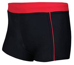 Aquarti Jungen Badehose Schwimmhose Seitliche Paspel Kinder Badeshorts, Farbe: 024 Schwarz/Rot, Größe: 122 von Aquarti