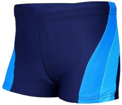 Aquarti Jungen Badehose Schwimmhose Seitliche Paspel Kinder Badeshorts, Farbe: Dunkelblau/Türkis/Hellblau, Größe: 152 von Aquarti