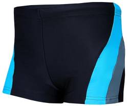 Aquarti Jungen Badehose Schwimmhose Seitliche Paspel Kinder Badeshorts, Farbe: Schwarz/Grau/Hellblau, Größe: 134 von Aquarti