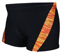 Aquarti Jungen Schwimmhose Kontrastfarbige Einsätze, Farbe: Schwarz/Orange, Größe: 110 von Aquarti