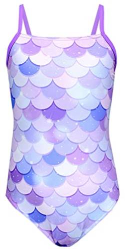 Aquarti Mädchen Badeanzug mit Spaghettiträgern Streifen, Farbe: Meerjungfrau Violett/Lila, Größe: 140 von Aquarti