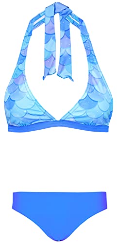 Aquarti Mädchen Bikini Set Bustier Bikinislip Zweiteiliger Badeanzug, Farbe: Meerjungfrau Blau/Türkis, Größe: 164 von Aquarti