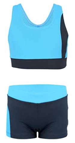 Aquarti Mädchen Sport Bikini - Racerback Bustier & Badehose, Farbe: Grau/Blau, Größe: 134 von Aquarti