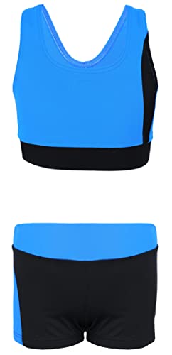 Aquarti Mädchen Sport Bikini - Racerback Bustier & Badehose, Farbe: Schwarz/Blau, Größe: 152 von Aquarti