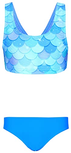 Aquarti Mädchen Sport Bikini Racerback Bustier & Bikinislip, Farbe: Meerjungfrau Blau/Türkis, Größe: 140 von Aquarti