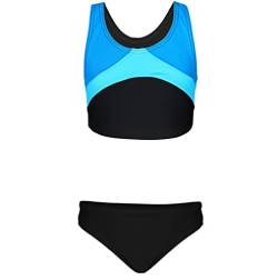 Aquarti Mädchen Sport Bikini Racerback Bustier & Bikinislip, Farbe: Schwarz/Türkis/Himmelblau, Größe: 134 von Aquarti