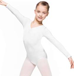 Arabesque Langarm Lycra Mädchen Ballettanzug Body Leotard Dance Trikot Turnanzug Mirta (134/140, Weiß) von Arabesque