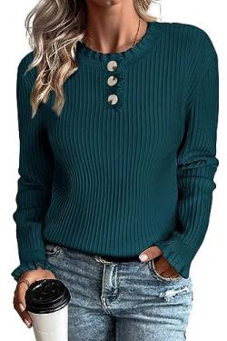 Arach&Cloz Pullover Damen Strickpullover Herbst Winterpullover Christmas Sweater Weihnachtspullover Winter Warm Strickpulli (Dark Green,S) von Arach&Cloz