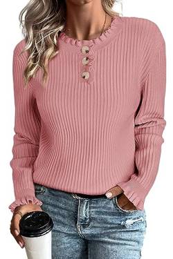 Arach&Cloz Pullover Damen Strickpullover Herbst Winterpullover Weihnachtspullover Christmas Sweater Winter Warm Strickpulli (Pink,XL) von Arach&Cloz