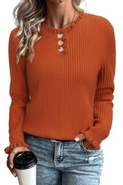 Arach&Cloz Pullover Damen Strickpullover Herbst Winterpullover Weihnachtspullover Christmas Sweater Winter Warm Strickpulli (Rust,L) von Arach&Cloz