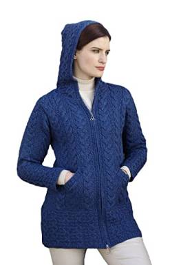 Aran Crafts Damen Mantel mit Reißverschluss, Mallard Blue, Groß von Aran Crafts