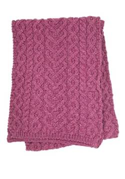 Aran Crafts Damen Strickschal mit Herzmuster, 100% superweiche Merinowolle - Pink - von Aran Crafts