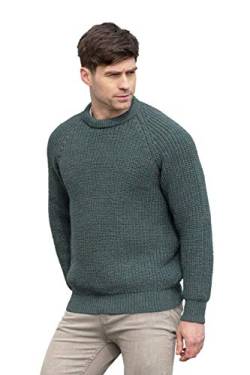 Aran Crafts Herren Fisherman Irish Rib Crew Neck Wool Sweater, moos, X-Large von Aran Crafts