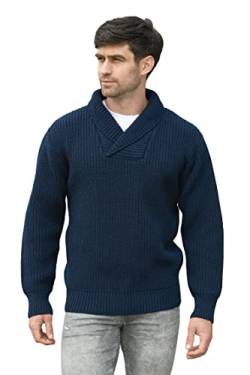 Aran Crafts Herren-Pullover aus Rippstrick, 100 % Wolle, hergestellt in Irland, Marineblau, XX-Large von Aran Crafts