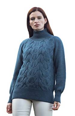 Aran Crafts Irish Cable Strickpullover mit Zopfmuster, blaugrün, L von Aran Crafts