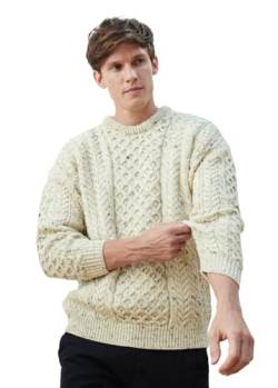 Aran Woollen Mills Aran-Pullover, 100% Reine Wolle, Oatmeal (Naturgefleckt, XL) von Aran Woollen Mills