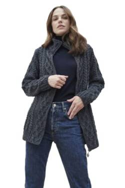 Aran Woollen Mills Irischer Damen-Woll-Cardigan mit Reißverschluss von Aran Woollen Mills