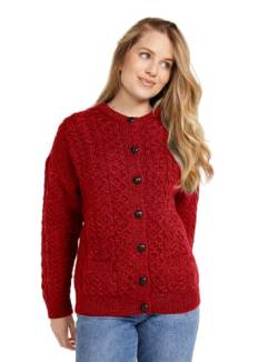 Aran Woollen Mills Irischer Strickjacke mit Fronttaschen und Knöpfen aus 100% Merinowolle Strickcardigan für Damen von Aran Woollen Mills